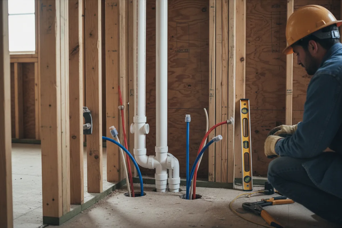 Drain and supply rough-in during Leak Detection in Dunlap
